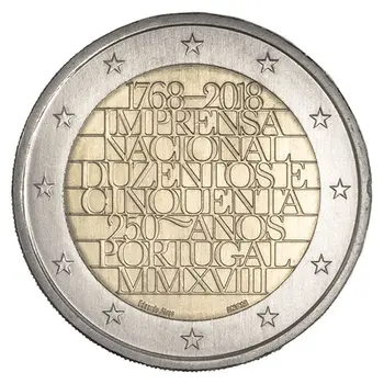 Portugalija 2 Eurai 2018 UNC Monetos Nacionalinės spaustuvėje 250 Metų nekilnojamojo originalias Progines monetas bimetalinė kolekcionuojamų