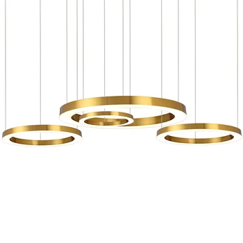 Post Modernios LED Sieniniai šviestuvai Turas Apskrito Aukso Žiedas Kabo Lempa Valgomasis Gyvenamasis Kambarys Blizgesio Nerūdijančio Plieno Pakabukas Lempa
