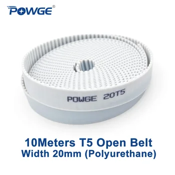 POWGE 10Meters Trapecijos T5 Atidaryti sinchroninio diržo plotis 20mm Poliuretano plieno PU T5-20mm atidaryti Laikas Diržai skriemulys 3D spausdintuvas