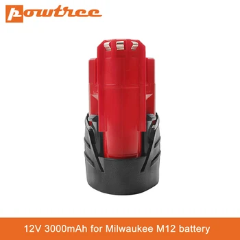 Powtree 12V 3.0 Ah Li-ion baterijos Milwaukee M12 galios įrankis XC 48-11-2440 48-11-2402 48-11-2411 48-11-2401 C12 B C12B M12 B6