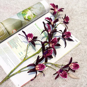 Prabangių Orchidėjų Ilgai filialas, Dirbtinės Gėlės Drugelis Orchidėja Kalėdų Namuose Vestuvių Papuošalai patenka flores artificiales