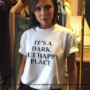 Prabangos Dizaineris Prekės Viršų Moterų Victoria Beckham Laiškas Išspausdintas Atsitiktinis Laisvi Marškinėliai 7 Spalvų