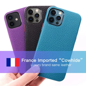 Prancūzija Premium Originali Odinis dėklas iPhone 12 Pro Max mini Prabangos Prekės Pačios karvės odos Mados Verslo Telefono Atvejais Galinį Dangtelį