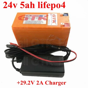 Prekės 24v 5ah lifepo4 daugkartinio įkrovimo baterija su BMS už 24v e dviratį saulės energijos saugojimo Mopedo vairo + 29.2 V 2A Įkroviklis