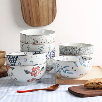 Prekės aukštos kokybės keramikos dubenėlių kūrybos stalo handpainted porceliano japonija stiliaus didelis makaronų sriuba, salotos, dubenėlį maisto konteinerį