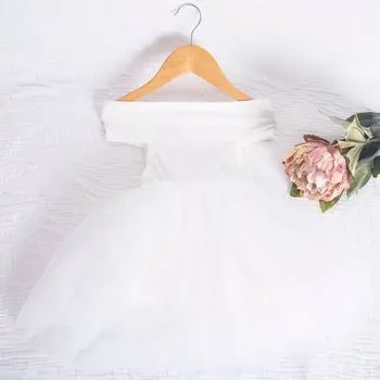 Princesė Dress Inscenizacija 2021 Naujagimiui Vaikai Mergina Off Peties Tutu Tinklelio Suknelė Šalis Oficialią Vestuvių suknelė juoda balta rausva