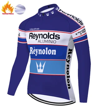 Pro komandos Reynolds retro jersey vyrų Žiemą Šilumos Vilnos Drabužių Nuoma, Dviračių ilgomis rankovėmis equipamento ciclismo homem
