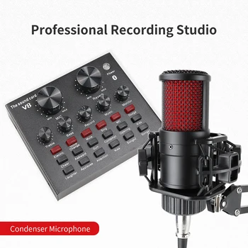 Profesija studija Mikrofonas PC Kompiuteris Įrašymo Namuose Karaoke Kondensatoriaus Mikrofonas Phantom Power Garso plokštė Balso Keitiklis