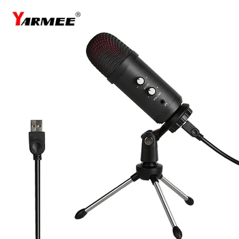 Profesinės Kondensatoriaus USB Mikrofonas Su Stovu Nešiojamas Karaoke Dainavimas Transliacijos Žaidimų Transliacijų Įrašymo Studijoje Mikrofon