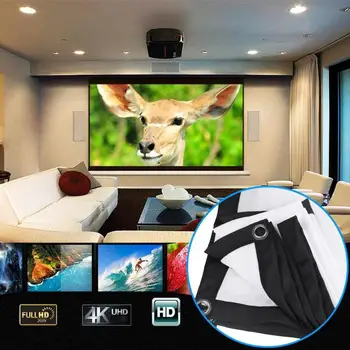 Projektoriaus Ekrane Canvas 3D HD Sienos Montuojamas projektoriaus Ekrane Drobės LED Projektorius, Namų Kino 60/72/84/100/120in