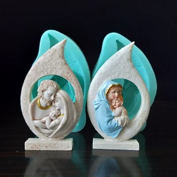PRZY Formų 3D Katalikų Mergelės Marijos Jėzus Silikono Formos Minkštas Dervos Gipso Šokolado Žvakė Saldainiai Pelėsiai, Pelėsiai Silikono Guma