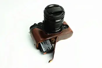PU Oda Apačioje Fotoaparato Krepšys Pusė atveju Finepix Fuji Fujifilm XT1 XT-1 Fotoaparatas Kavos Juodos Rudos, Aukštos Kokybės