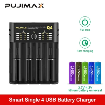PUJIMAX baterija charger18650 3.7 V-4.2 V USB kabelis greito įkrovimo 26650 18350 21700 26500 22650 Li-ion Įkraunama Baterija įkroviklis