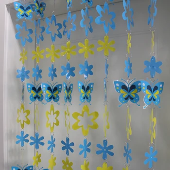 PVC animacinių filmų plastikinių durų užuolaidos mėlynas drugelis Blizgančiais vaikų kambario dekoracijas, pasiskirstymo spalvos
