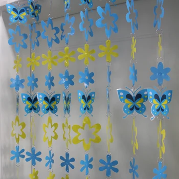 PVC animacinių filmų plastikinių durų užuolaidos mėlynas drugelis Blizgančiais vaikų kambario dekoracijas, pasiskirstymo spalvos