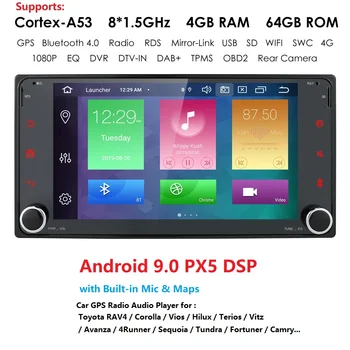PX5 4G+64G Android9.0 Automobilio Radijo multimedia Player 