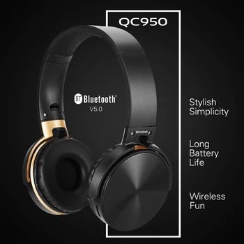 QC950 Sulankstomas Bluetooth V5.0+EDR Bluetooth Ausines Ant Ausų Belaidžio Wired Stereo Ausinės su Mikrofonu