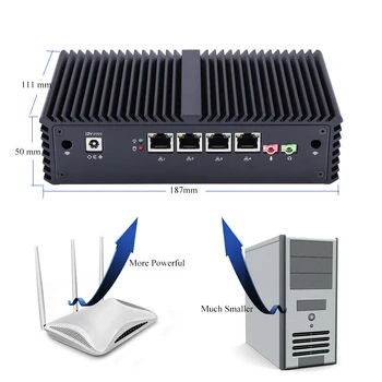 Qotom Belaidės Mini PC su 4 Gigabit ethernet NIC ir Core i3 i5 i7 Procesorius sukurti pažangių Firewall Router