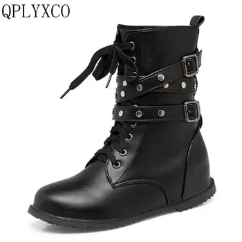 QPLYXCO Pliušinis batai batai Moteris, Super Didelis dydis 34-52 šilti Žieminiai Batai butas Kulniukai batai Sweet priežastinis moterų batai 1730