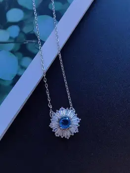 QSJIE Aukštos kokybės SWA naujas klasikinis paprasta mėlyna kristalų gėlių nustatyti moteriški Karoliai Spalvingi mados juvelyrika