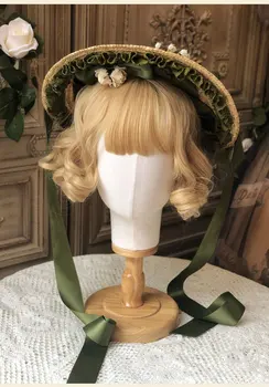 Rankų darbo Serijos Mažų Dalykų Retro Lolita Šiaudų Skrybėlę Elegantiškas Šalis Mori mergina Gėlių Bandge lankas Bnt Hairband Staigius Šukuosena