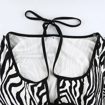 Rapcopter Zebra Atspausdinta Marškinėliai Nėrinių Apynasrio Tuščiaviduriai Iš Sexy Pasėlių Top Ilgomis Rankovėmis Marškinėlius Moterims Streetwear Clubwear Knitte Viršūnės