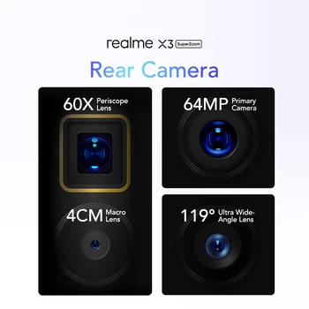 Realme X3 12 GB 256 GB Išmanųjį telefoną 120Hz Ekranas Mobiliojo telefono 64MP 60X SuperZoom mobiliųjų Telefonų Snapdragon 855+ Telefonas Didelė Baterija
