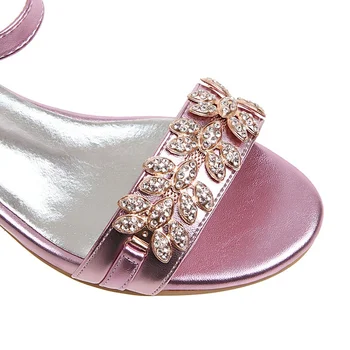REAVE KATĖ Moteris Butas Sandalai kalnų krištolas blizgučiai cystal sandalas atidaryti tne strappy vasaros laisvalaikio bateliai sidabro rožinė aukso didelis dydis 45
