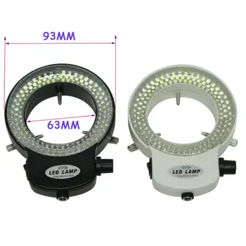 Reguliuojamas 144 LED Žiedo Žibintas šviestuvas Lempa Pramonės Stereo Trinokulinis Mikroskopo Vaizdo Kameros Lęšio, Didinamojo stiklo 110V, 220V