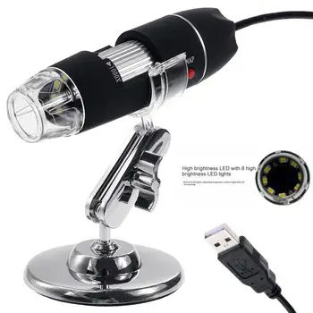 Reguliuojamas 1600X 2MP 1080P 8 LED Skaitmeninis Mikroskopas Tipas-C/Micro USB didinamasis stiklas Elektroninių Stereo USB Endoskopą Telefono PC