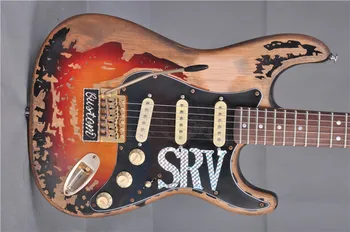 Relic lieka elektrinės gitaros, rankų darbo metų amžiaus reliktas, elektrinė gitara su alksnis įstaiga, Vintage Sunburst,nemokamas pristatymas
