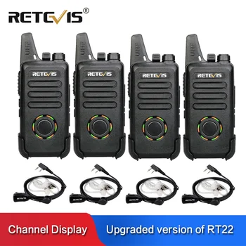 RETEVIS RT22S Nešiojamų Walkie Talkie, 4 vnt 2W UHF VOX Kanalą/Baterijos energiją Ekranas Patogus dvipusis Radijo Stotis +4pcs Ausinės