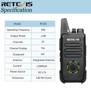 RETEVIS RT22S Nešiojamų Walkie Talkie, 4 vnt 2W UHF VOX Kanalą/Baterijos energiją Ekranas Patogus dvipusis Radijo Stotis +4pcs Ausinės