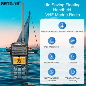 RETEVIS RT55 Profesionali VHF Jūrinė Radijo Plaukti Walkie Talkie Neperšlampamas dvipusis Radijo NOAA Oro Perspėjimą, 5W Jūrų VHF Radijo