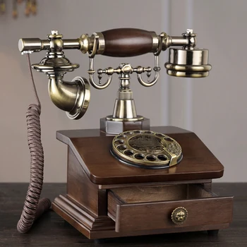 Retro Corded Rotary Telefono su Elektroninio Skambėjimo toną, 1 Stalčius, Klasikinio Stiliaus Dial Telephone Namų ir biurų Apdailai