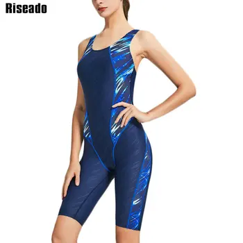 Riseado vientisi maudymosi kostiumėlį 2021 Sporto maudymosi Kostiumėliai Moterims, Lenktynininkas Atgal Konkurencingą Plaukti Dėvėti Boyleg Kratinys Plaukimo Kostiumai Moterims