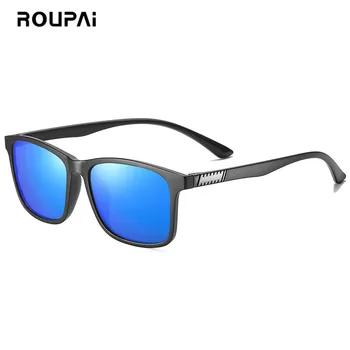 ROUPAI akiniai nuo saulės vyrams Poliarizuota senovinių kvadratinių uv400 vairavimo juoda mėlyna saulės akiniai markės dizaineris geltona naktinio matymo akiniai