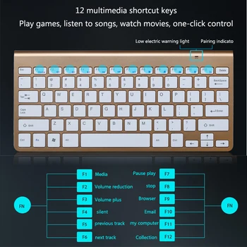 Rovtop 2.4 G Belaidė Klaviatūra Ir Pelė, Mini Multimedia Keyboard Mouse Combo Nustatyti Nešiojamojo kompiuterio Nešiojamojo 