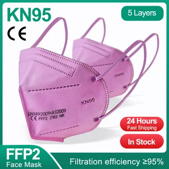 Rožinė FFP2 KN95 veido Kaukė Mondkapjes 5 Sluoksnių Apsaugos Daugkartinio naudojimo Filtras Burną, Kaukės, Kvėpavimo Anti-Dulkių Mascarilla tapabocas