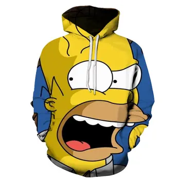 Rudenį 3d Atspausdintas Animacinių filmų Vyrų Hoodie Homer Simpson Ir Jo Sūnus Anime Vaikų Mielas Plona Palaidinukė Hoodie