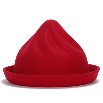 Rudenį, Žiemą, Moterų vilnos veltinio kepurę nurodė, Fedoras skrybėlės kietas Ledų Formos Saldus Princesė Skrybėlę trilby chapeau GH-108