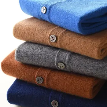 Rudenį, žiemą vilnos megztinis vyrų atsitiktinis, Kietas storas megztinis megztas vyrų mados mygtukai megztinis namų drabužiai, paltai vyrams