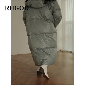 RUGOD korėjos Naujas Stilingas Žiemos Paltai Moterims vientisos Spalvos Tirštėti Ilgi Palaidi Tiesus Kailis Kpop Drabužius Prašmatnus 2020 Naujas Žiemos Paltai