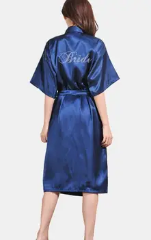 RVP Satino Moterų Kimono Nuotaka Bridesmaid, Maid of Honor Motinos Nuotaka Vestuvių Apdarą Moterų kalnų krištolas Sleepwear Pajama S-XXXl