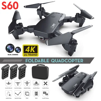 S60 Drone 4k Plataus Kampo Kamera, WiFi fpv Dual Camera RC Quadcopter Aukštis Išlaikyti mini pocket Tranai Selfie Sraigtasparnis dovana vaikams