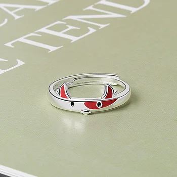S925 sterlingas sidabro žiedai moterims, raudonos, rausvos spalvos kiaulę Atidarykite Reguliuojamas Piršto Žiedą bauda jewlery Anti-alergijos Papuošalai, Aksesuarai