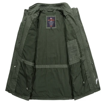 Safari stiliaus stovėti apykaklės karinės striukės vyrams aukštos kokybės medvilnės kišenės užtrauktuką antpetis siuvinėjimo vyriškos striukės, paltai 4XL