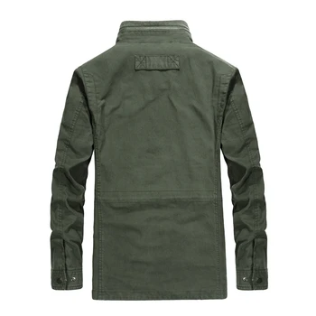 Safari stiliaus stovėti apykaklės karinės striukės vyrams aukštos kokybės medvilnės kišenės užtrauktuką antpetis siuvinėjimo vyriškos striukės, paltai 4XL