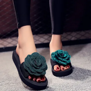 SAGACE batus moteris vasaros Mados ne gumos Slip-on Open Toe Gėlių Pleištai Spalva Mažas Šlepetės bateliai moteris sandalai 2020JAN14