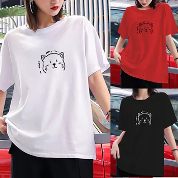 Sagace Harajuku Tee Viršūnes Marškinėlius Moterų Animacinių filmų Print T-shirt Juoda Atsitiktinis Ponios Marškinėlius 2021 Naujas Vasaros Marškinėliai Moteriška Tees Топы